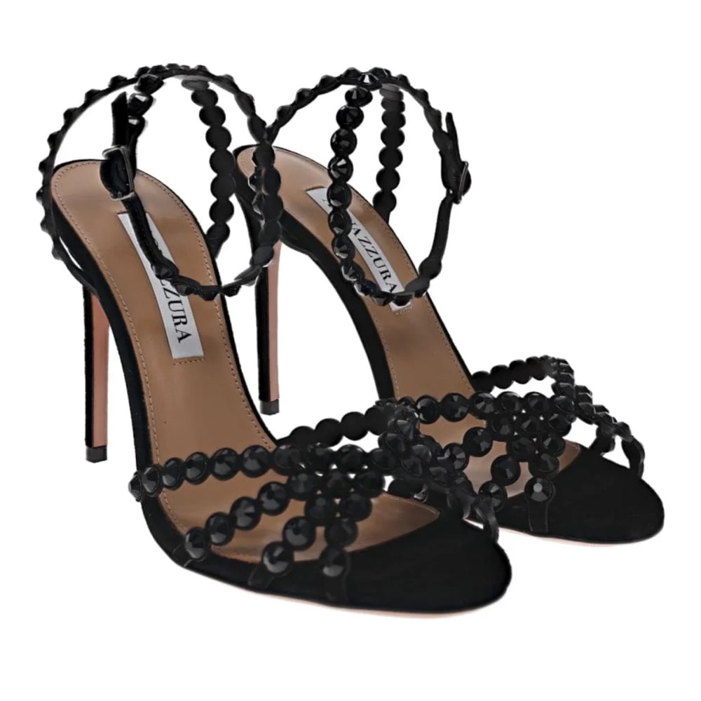 Aquazzura Elegant Black Beaded Heels
